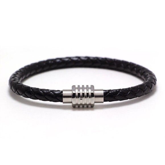 LEATHER BRACELET MEN, Magnetic Clasp, Stylish Mens Leather Stainless Bracelet - Picture 1 of 6